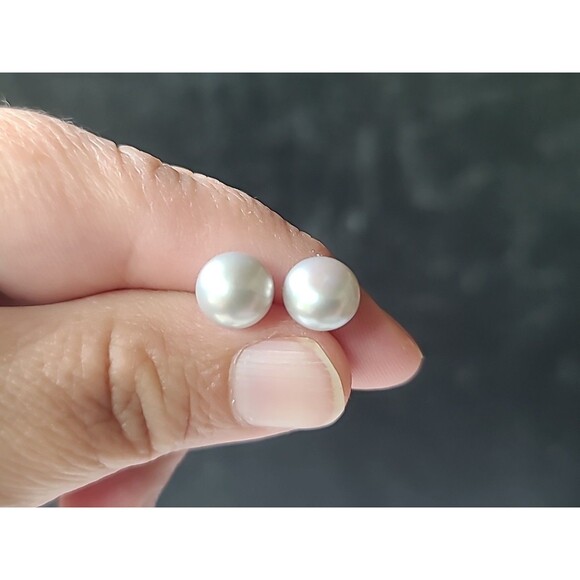 Honora 925 Sterling Silver Gray Pearl Stud Earrings Vintage - Picture 1 of 10